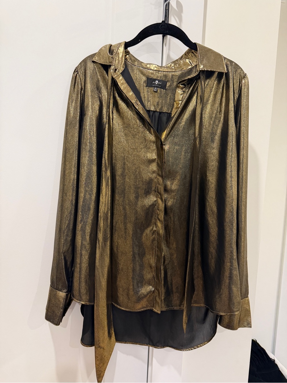 7 for all mankind gold blouse size M
